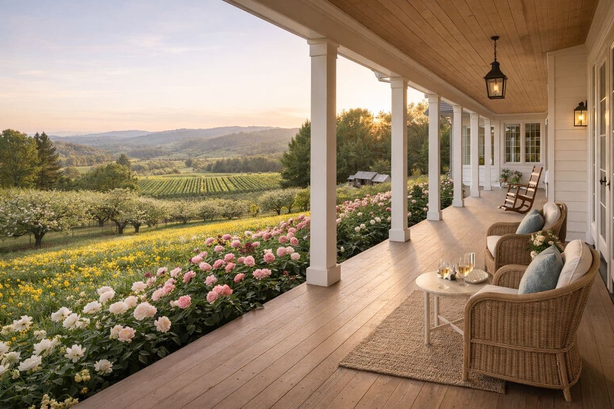 A worn gravel road cutting through Appalachian countryside at dusk